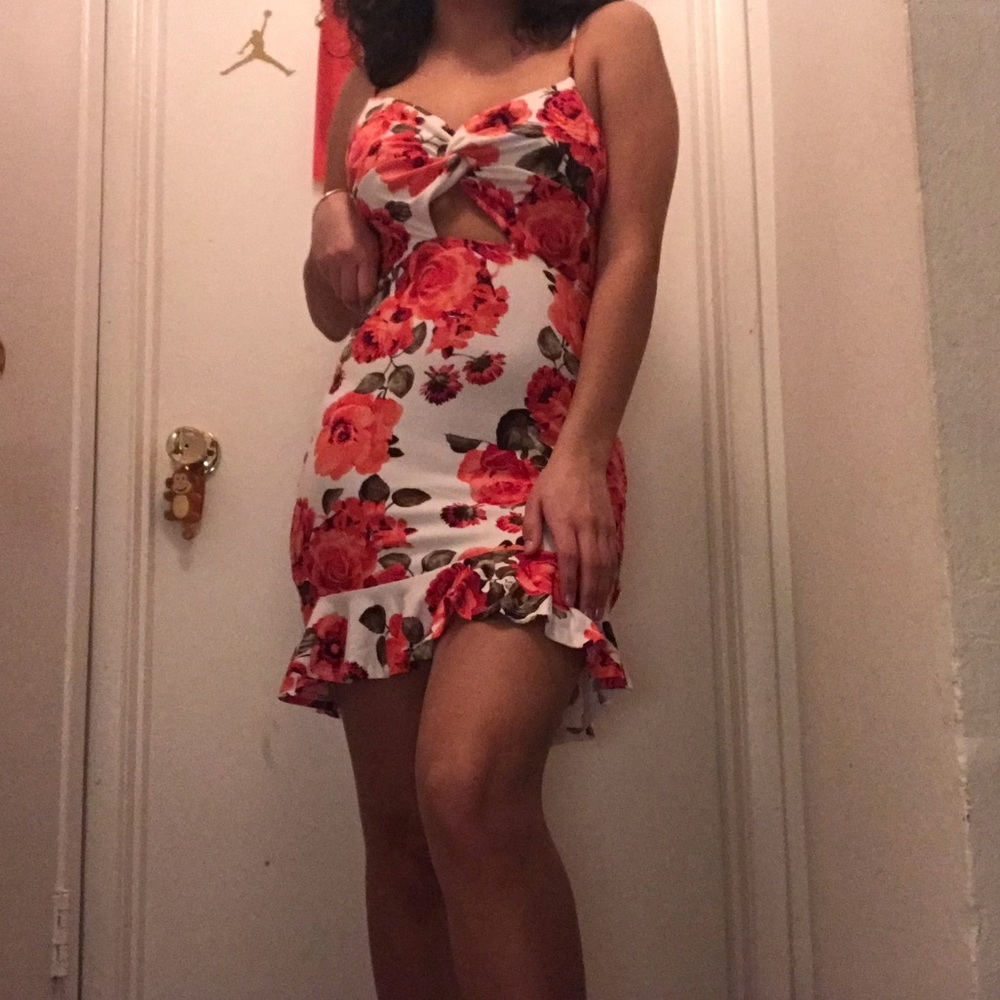 Floral ruffle hem dress